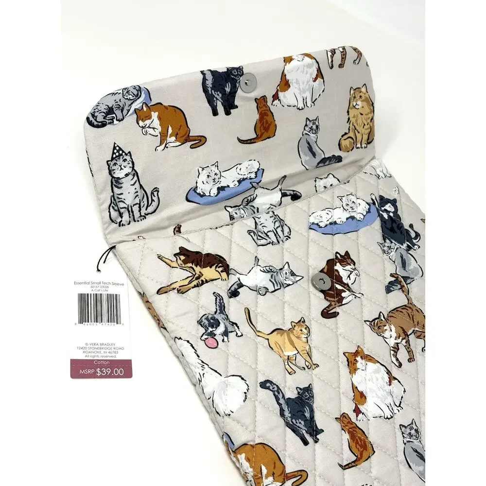 Vera Bradley A Cat’s Life Small Tech Sleeve Cotton Up To 13 in Laptop Cat Lover
